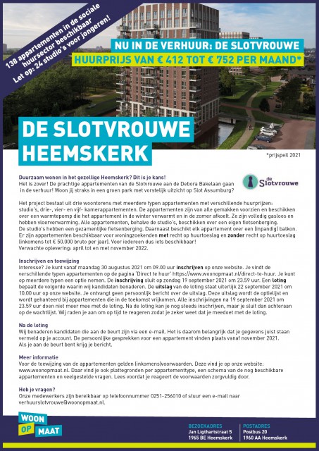 Appartementen Slotvrouwe in de verhuur